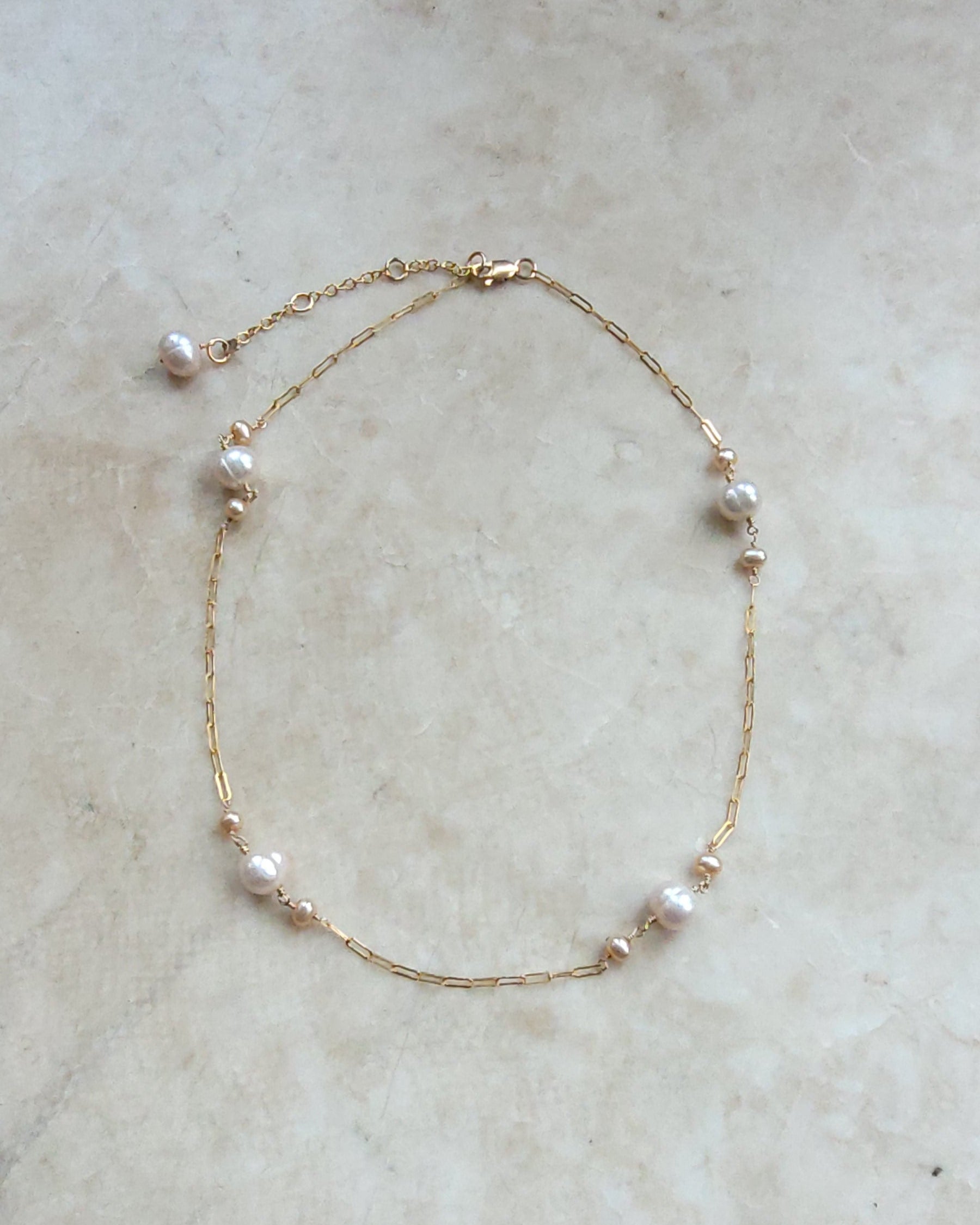 Paperclip Triple Pearl Necklace