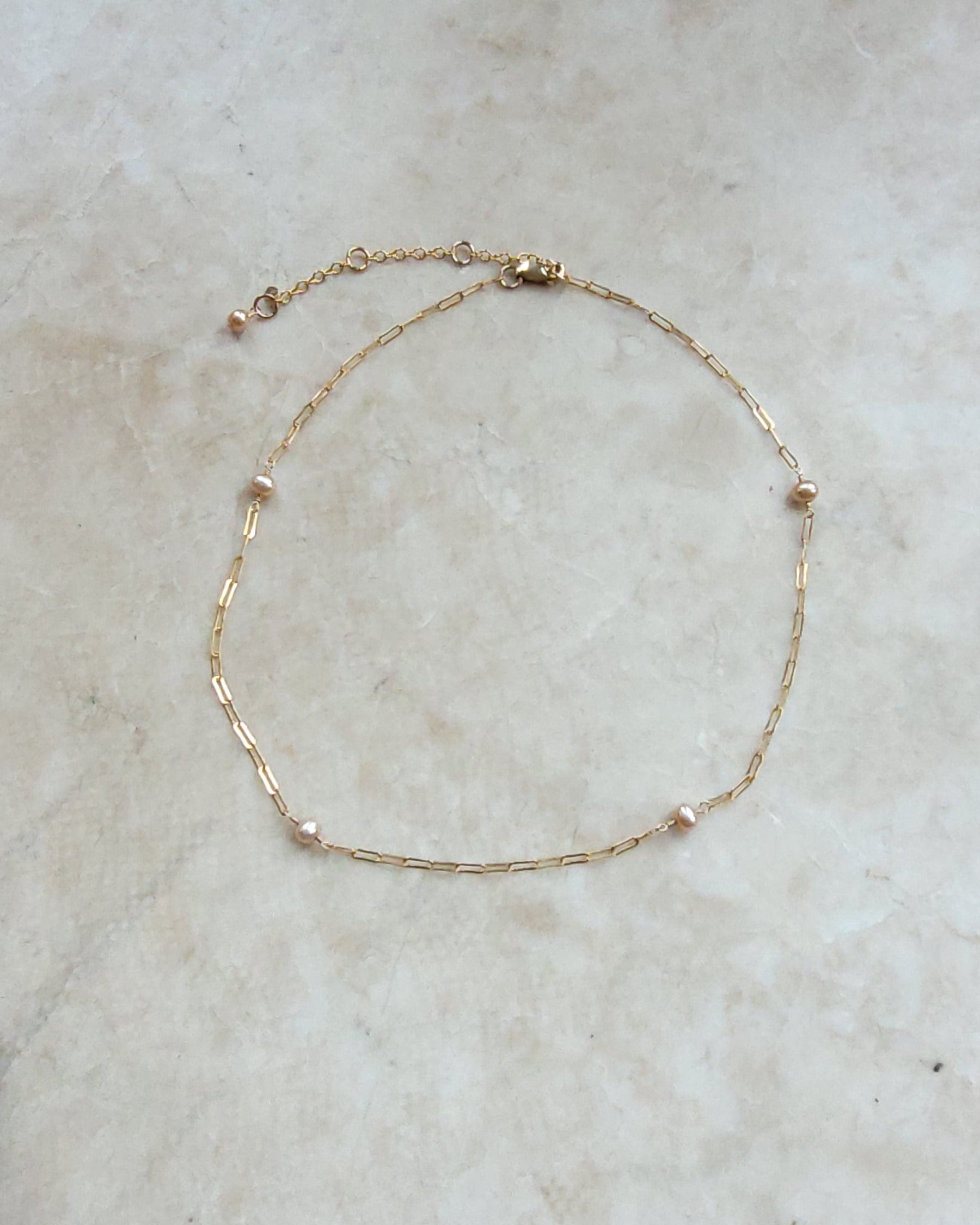 Paperclip Single Pearl Necklace
