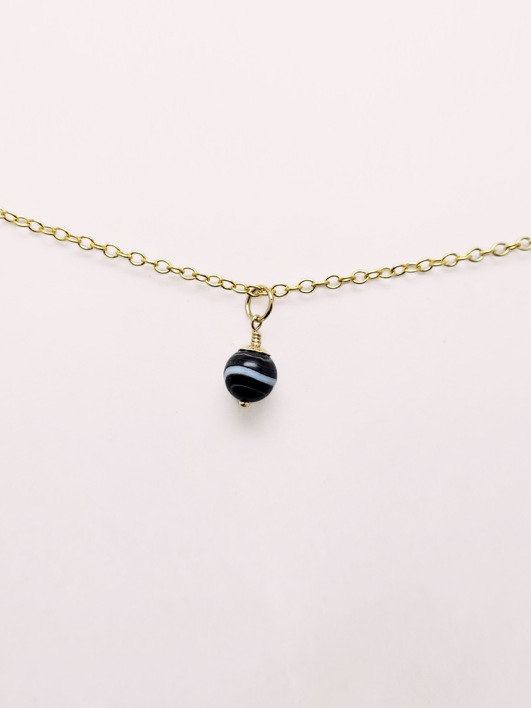 Black Flower Agate Necklace