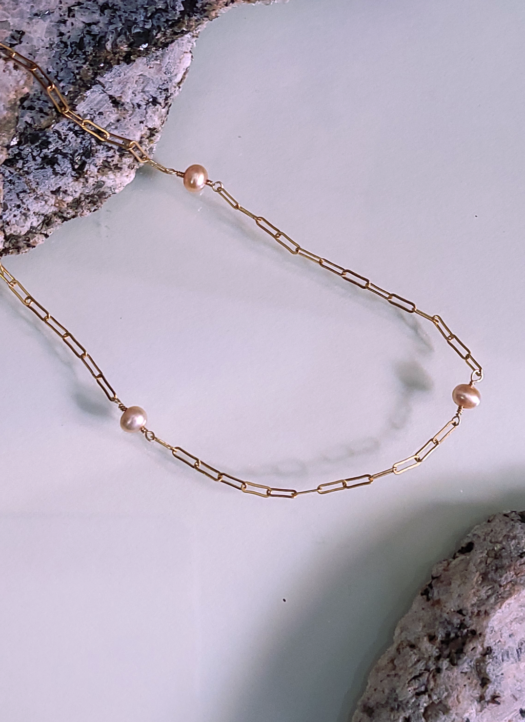 Paperclip Single Pearl Necklace