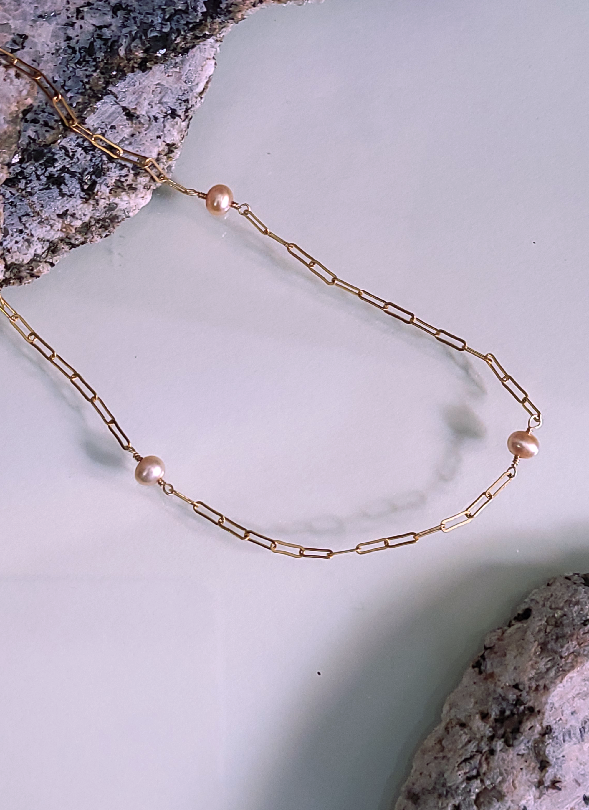 Paperclip Single Pearl Necklace
