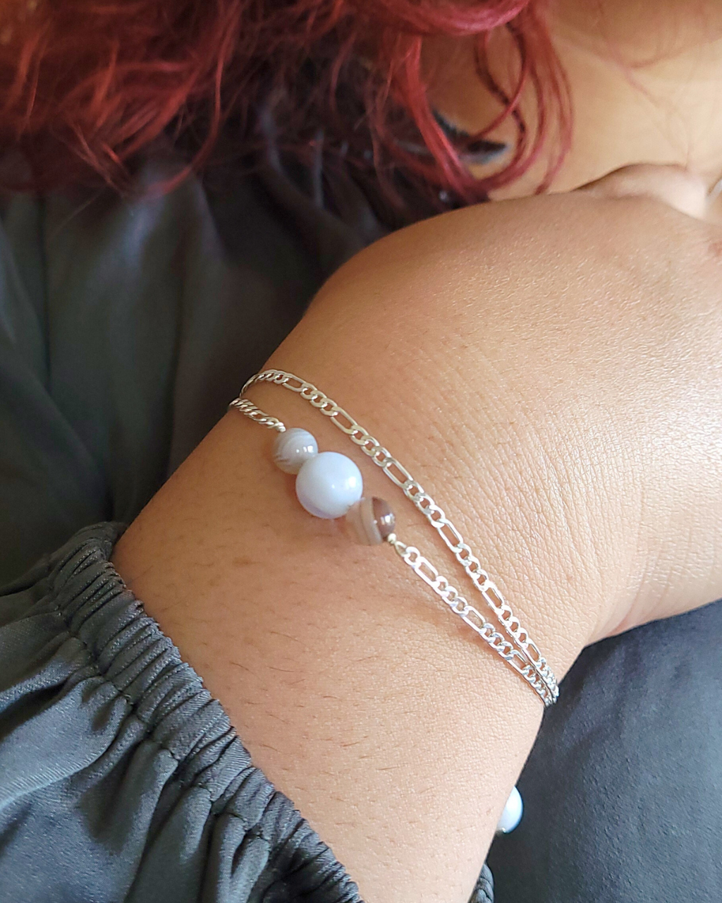 Layered Blue Figaro Bracelet