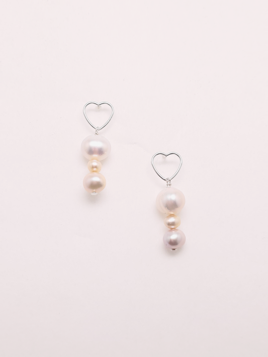 Bubble Heart Pearl Earrings