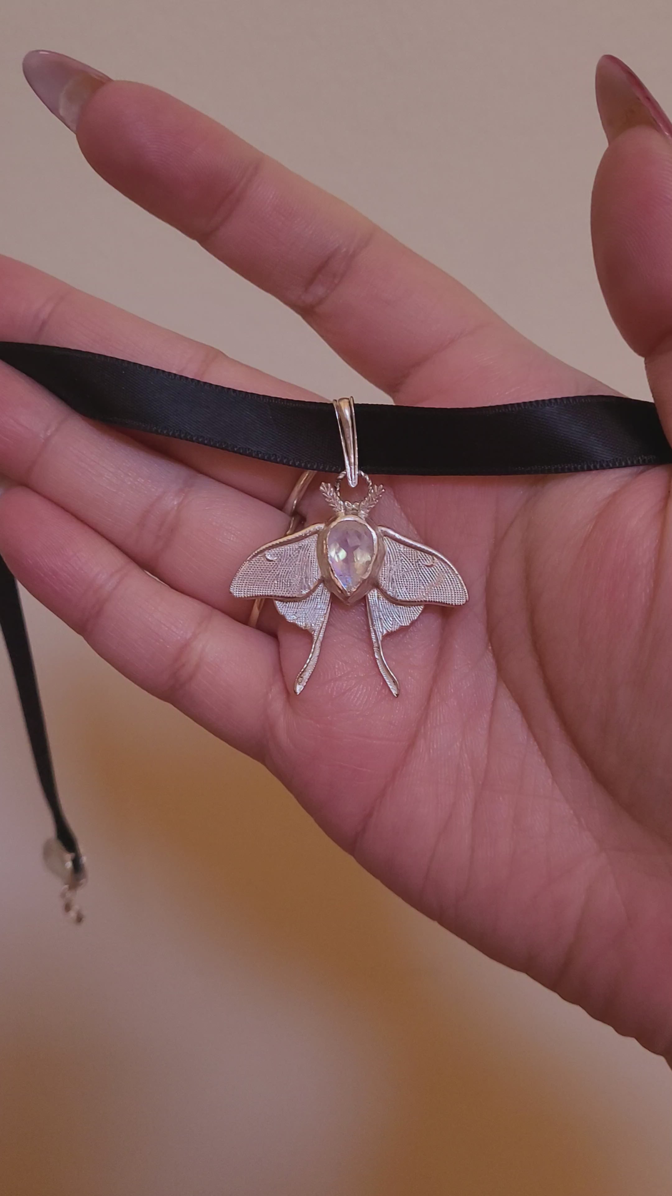 Moonstone Moth Choker