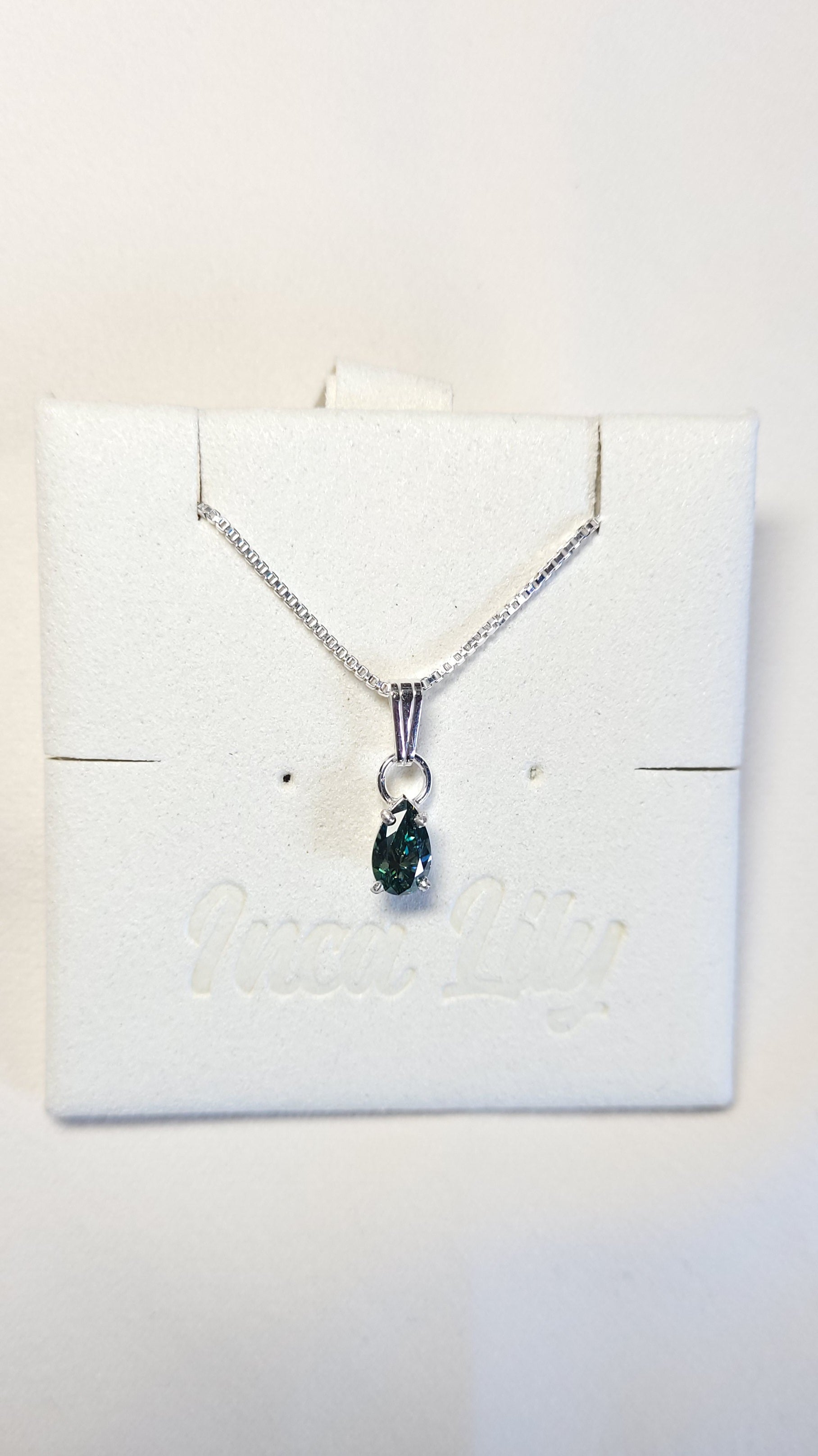 Green Pear Cut Moissanite Necklace