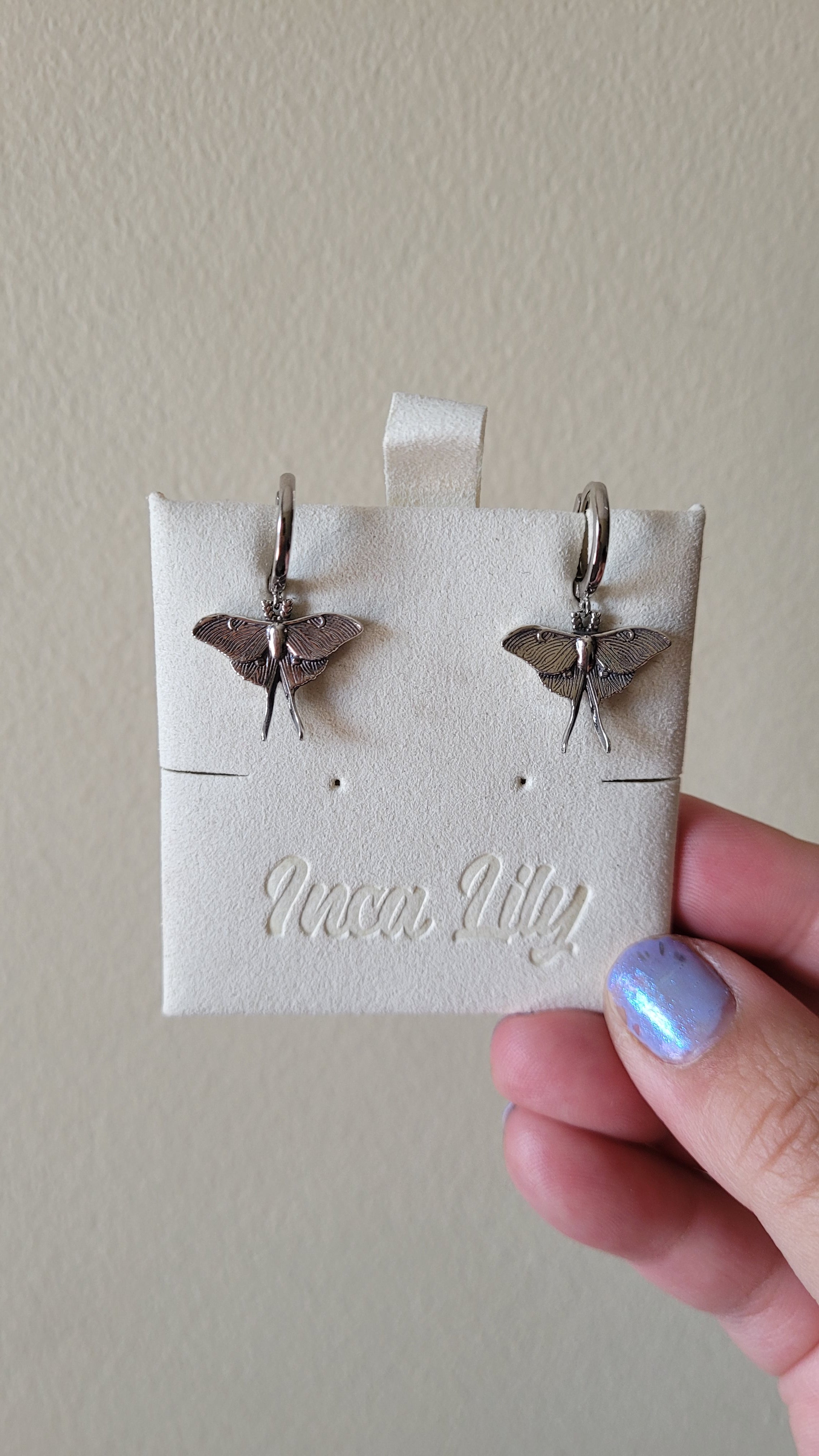 Luna Moth Huggie Earrings