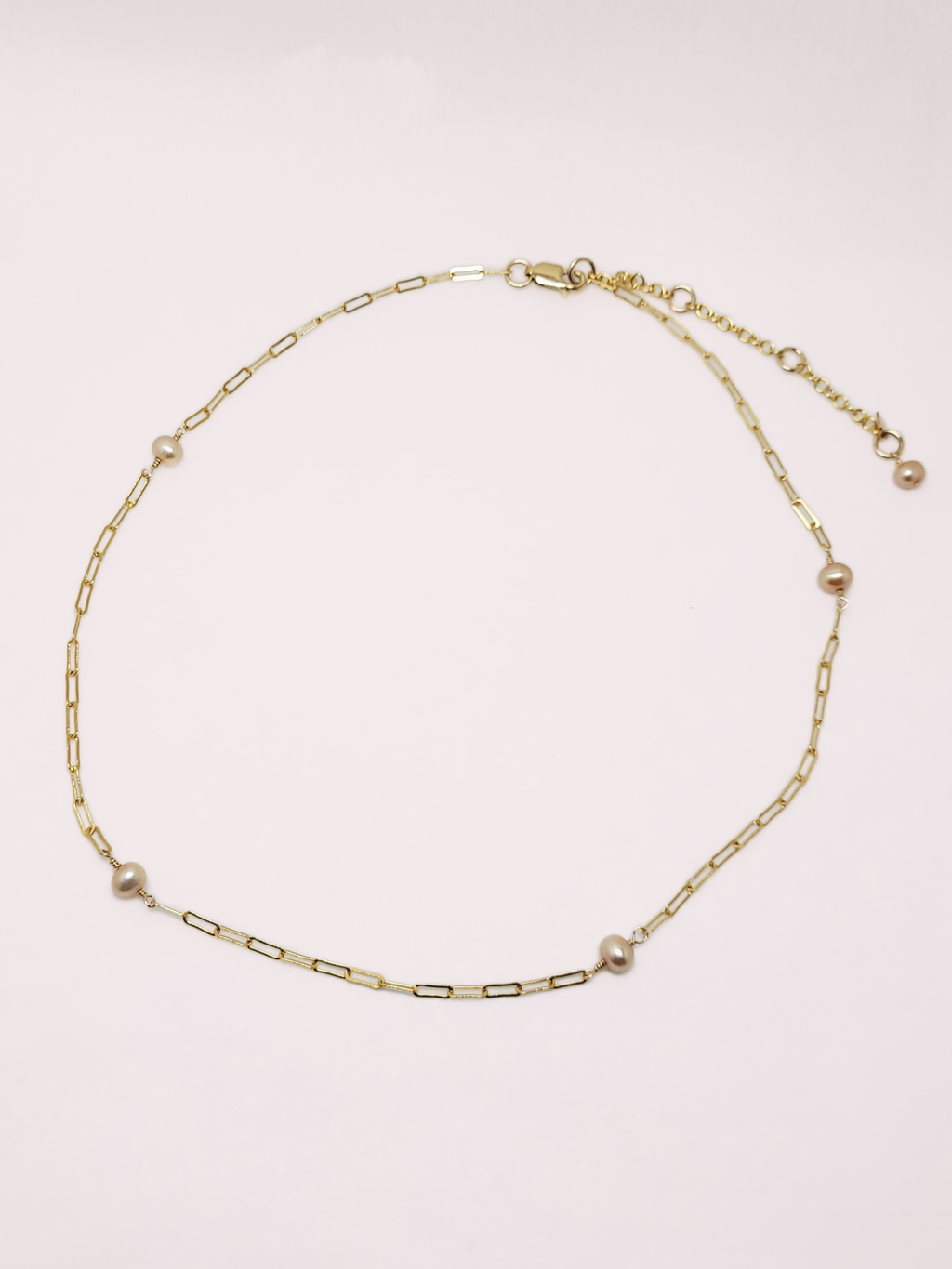 Paperclip Single Pearl Necklace