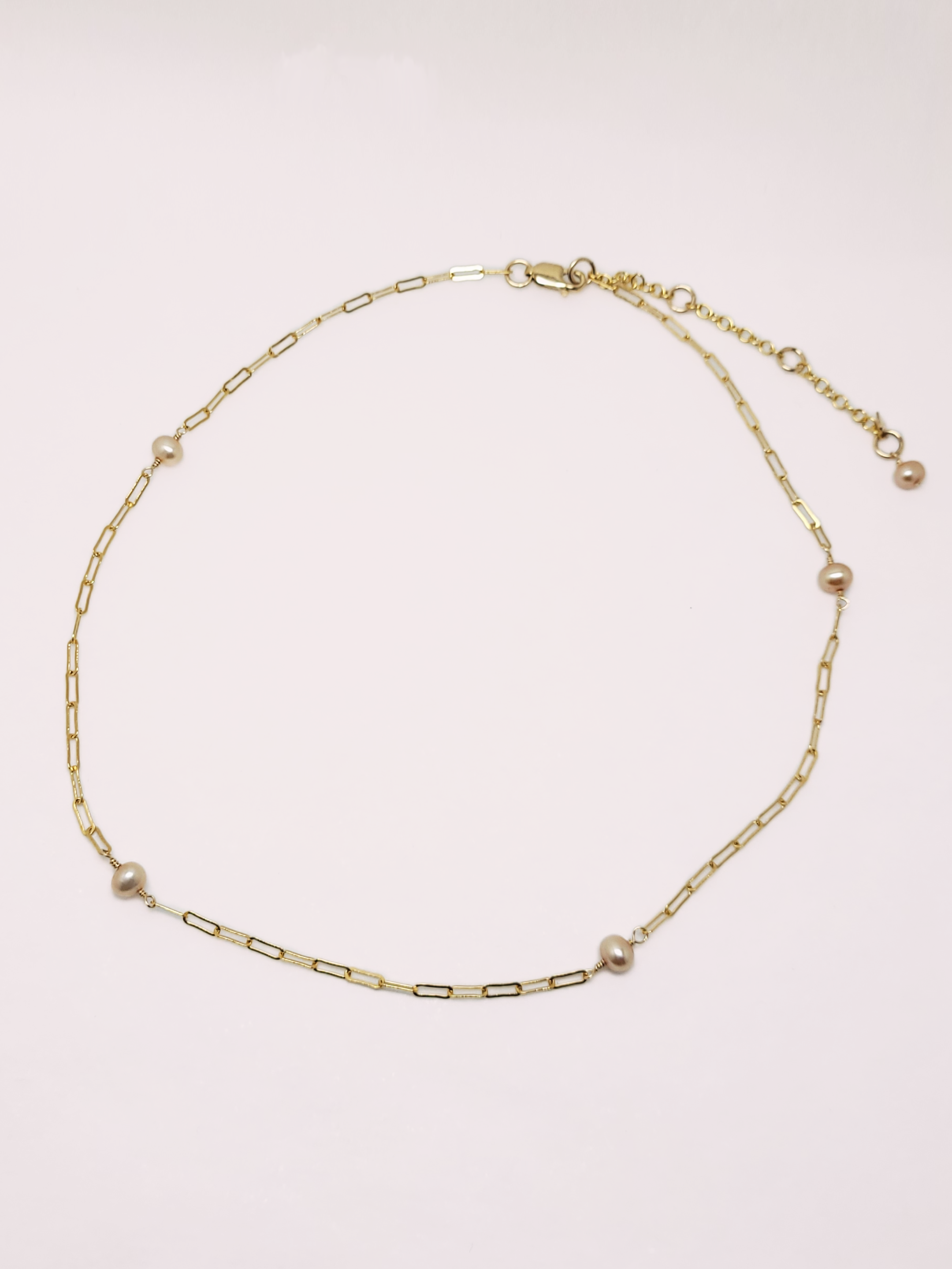 Paperclip Single Pearl Necklace