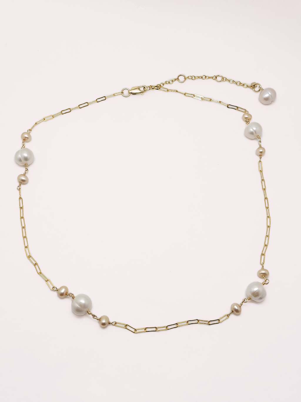 Paperclip Triple Pearl Necklace